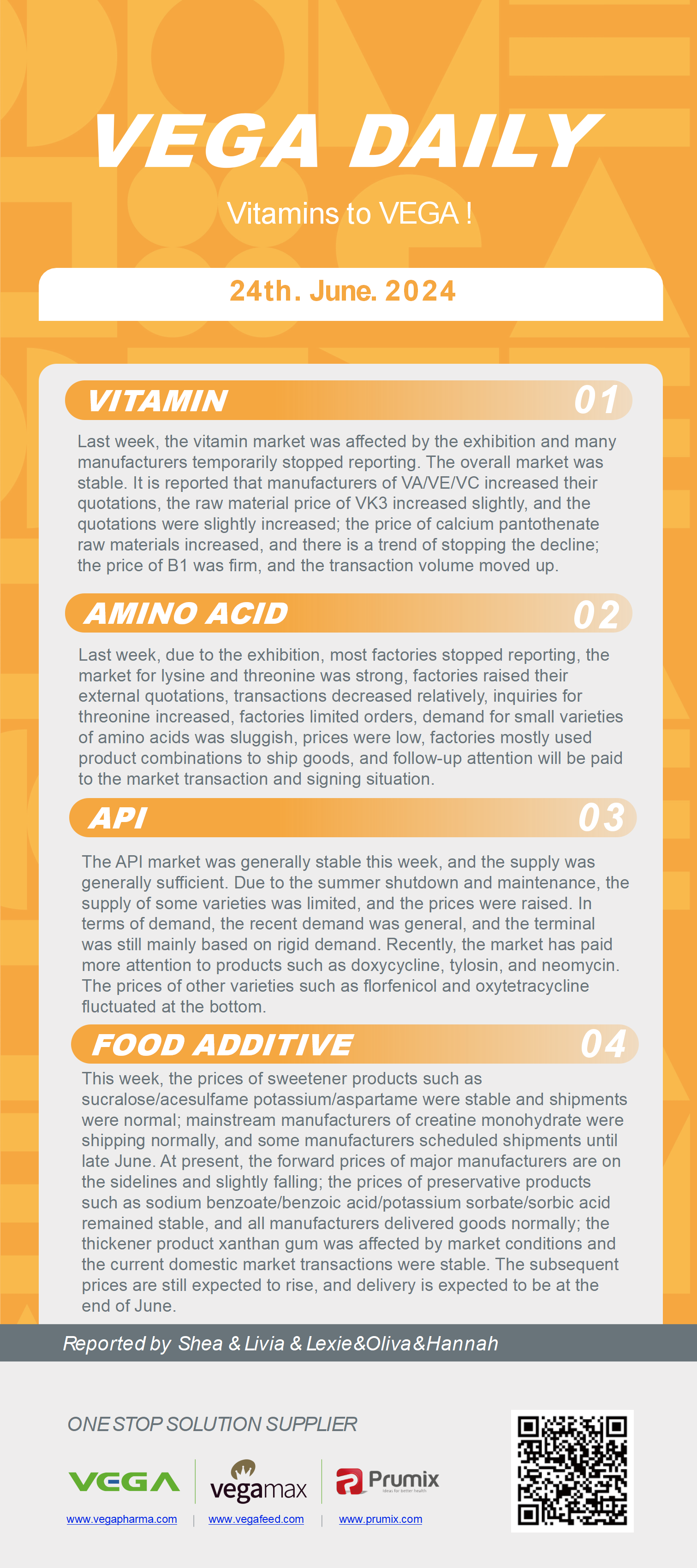 Vega Daily Dated on Jun 24th 2024 Vitamin Amino Acid APl Food Additives.png